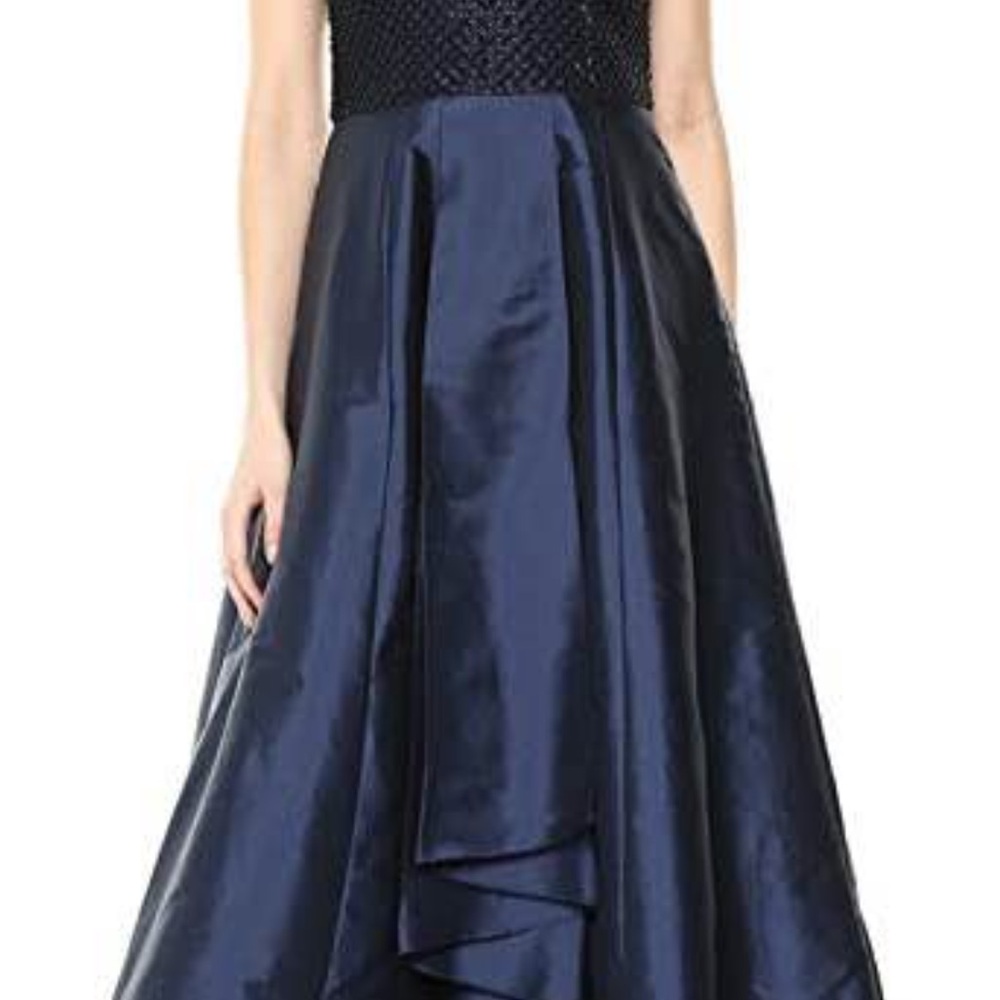 Adrianna Papell Blue Pleated A-line Dress